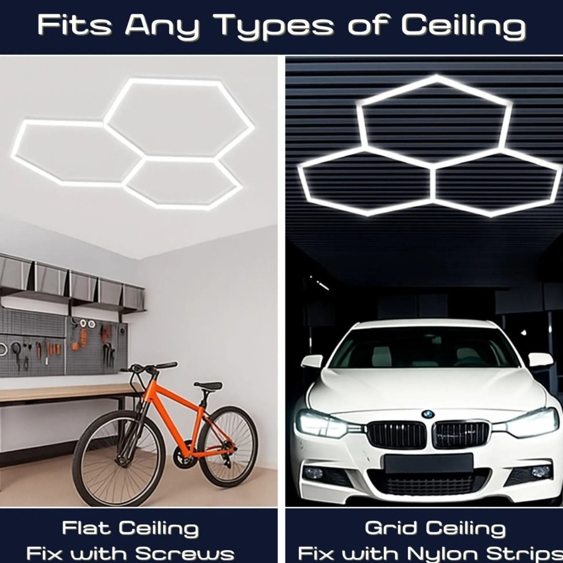 Lámpara LED hexagonal - 6500K - 3 hexágonos - 44cm