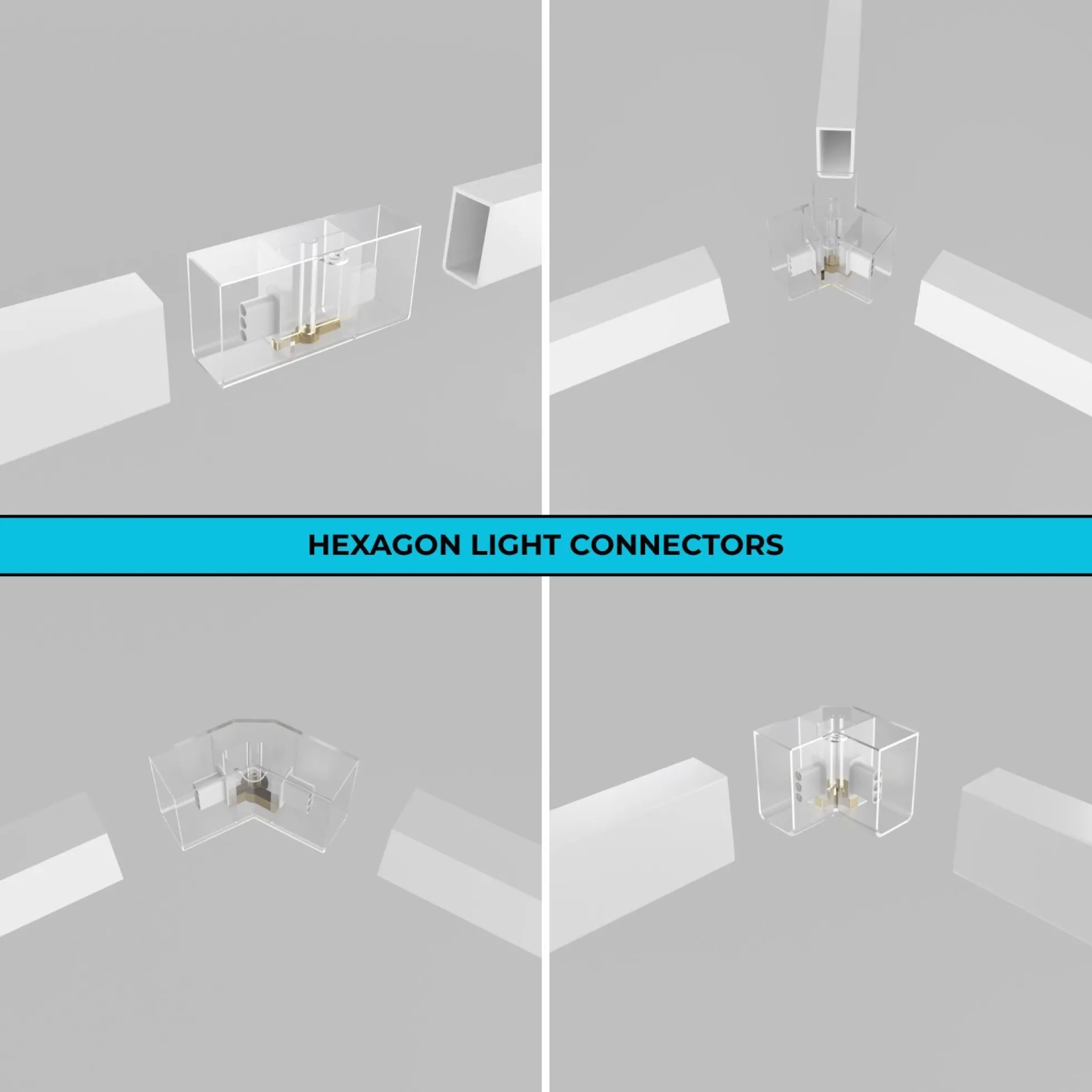 Lámpara LED hexagonal - 6500K - 14 hexágonos + Rectángulo 5m