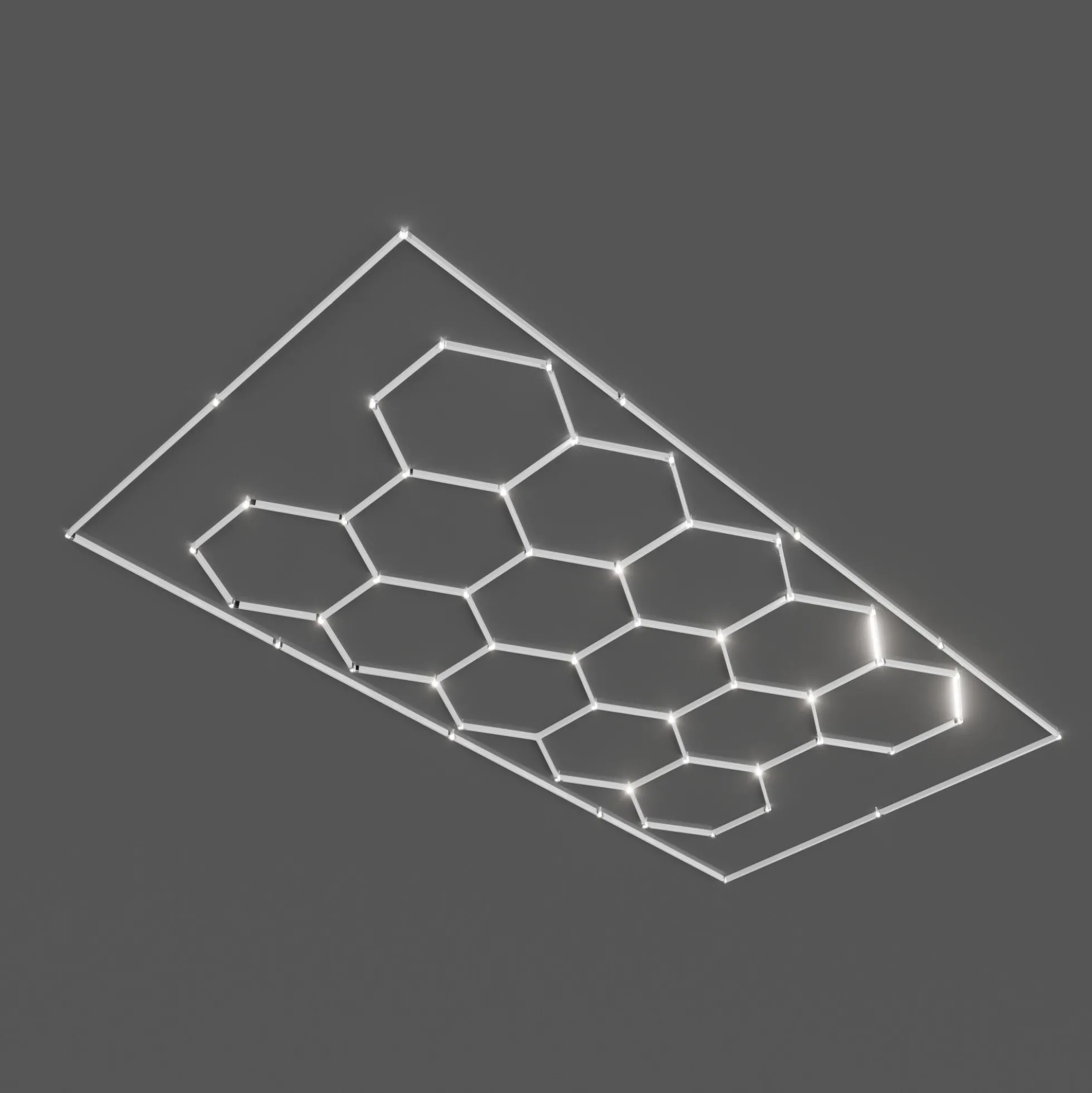 Lámpara LED hexagonal - 6500K - 14 hexágonos + Rectángulo 5m