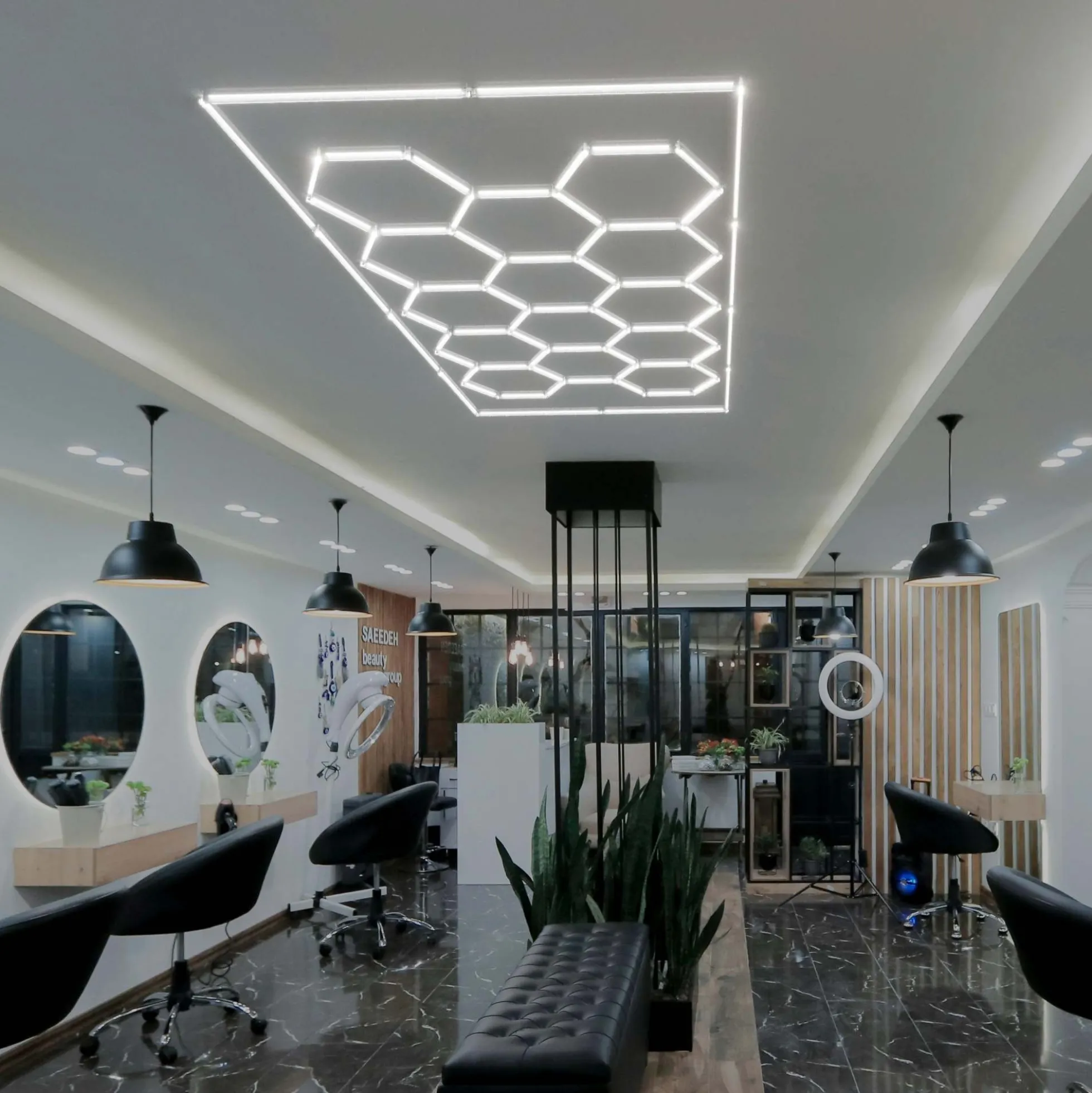 Lámpara LED hexagonal - 6500K - 14 hexágonos + Rectángulo 5m