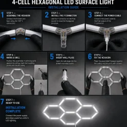 Lámpara LED hexagonal - 6500K - 4 hexágonos - 440cm