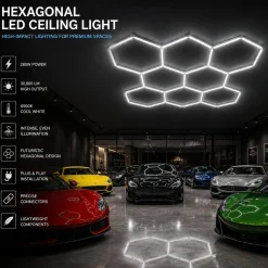 Lámpara LED hexagonal - 6500K - 8 hexágonos - 440cm