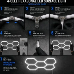 Lámpara LED hexagonal - 6500K - 5 hexágonos - 440cm
