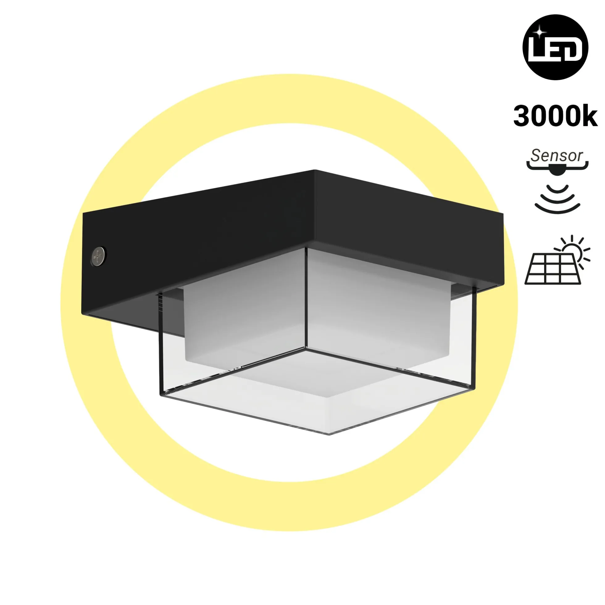 Lámpara LED solar con sensor de microondas - 3000K - IP65 - 360lm