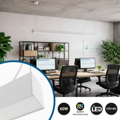 Lámpara lineal LED DOB CCT - 60W - 180cm - 120lm/W - PVC - Suspensión