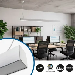 Lámpara lineal LED DOB CCT - 60W - 180cm - 120lm/W - PVC - Suspensión