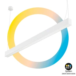 Lámpara lineal LED DOB CCT - 60W - 180cm - 120lm/W - PVC - Suspensión