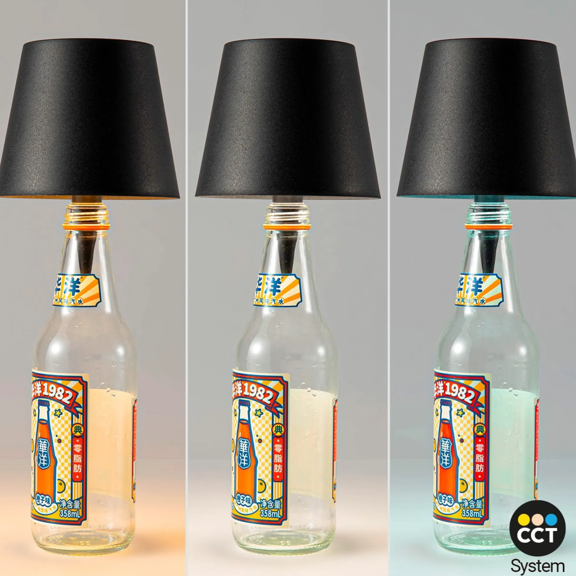 Lámpara para botellas LED CCT portátil - Táctil - Ø105 mm