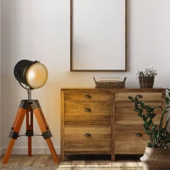 Lámpara vintage de mesa o pie con trípode
