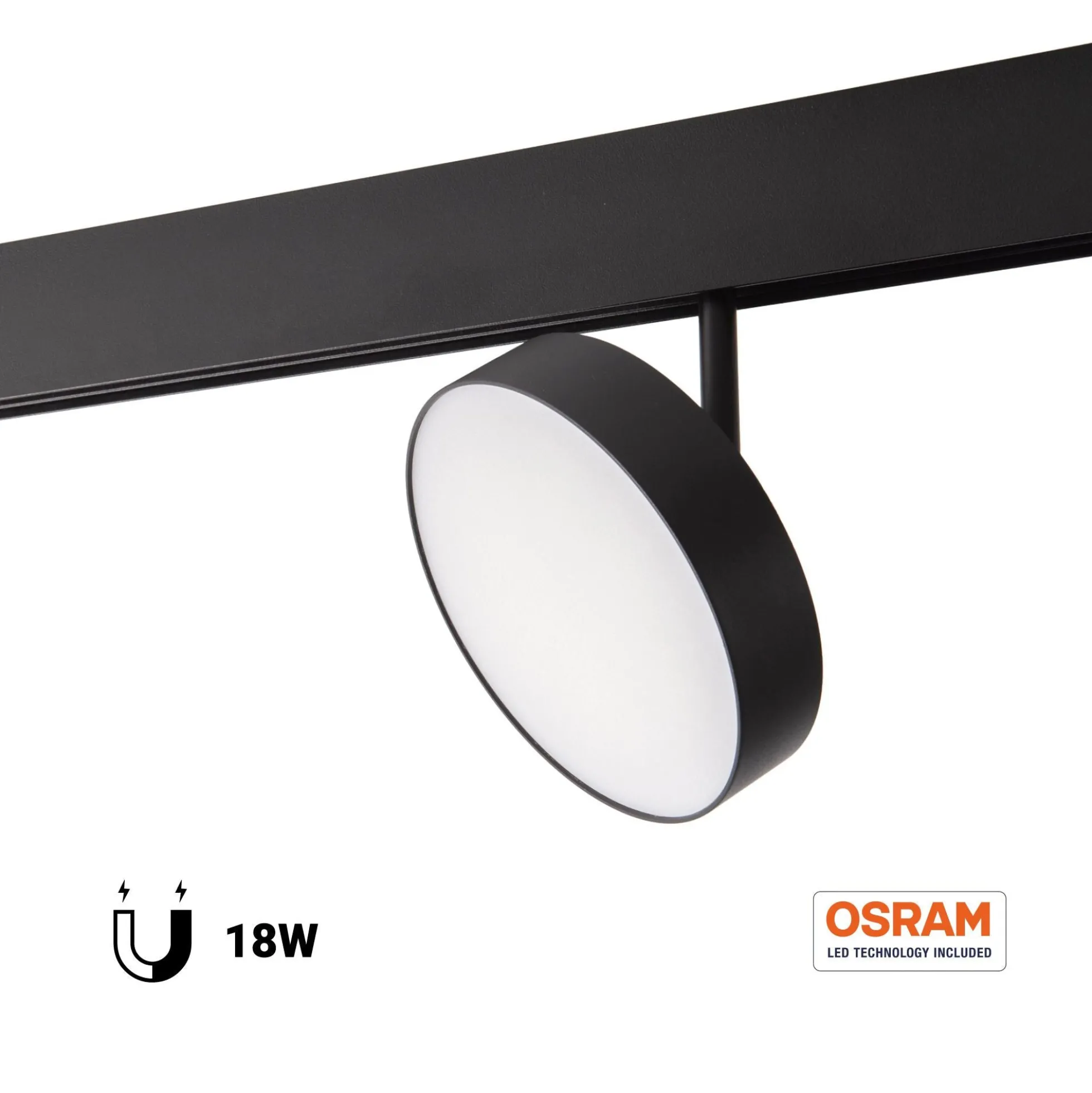 Luminaria circular LED para carril magnético 48V - Ø14.2cm - 18W - CRI90 - OSRAM
