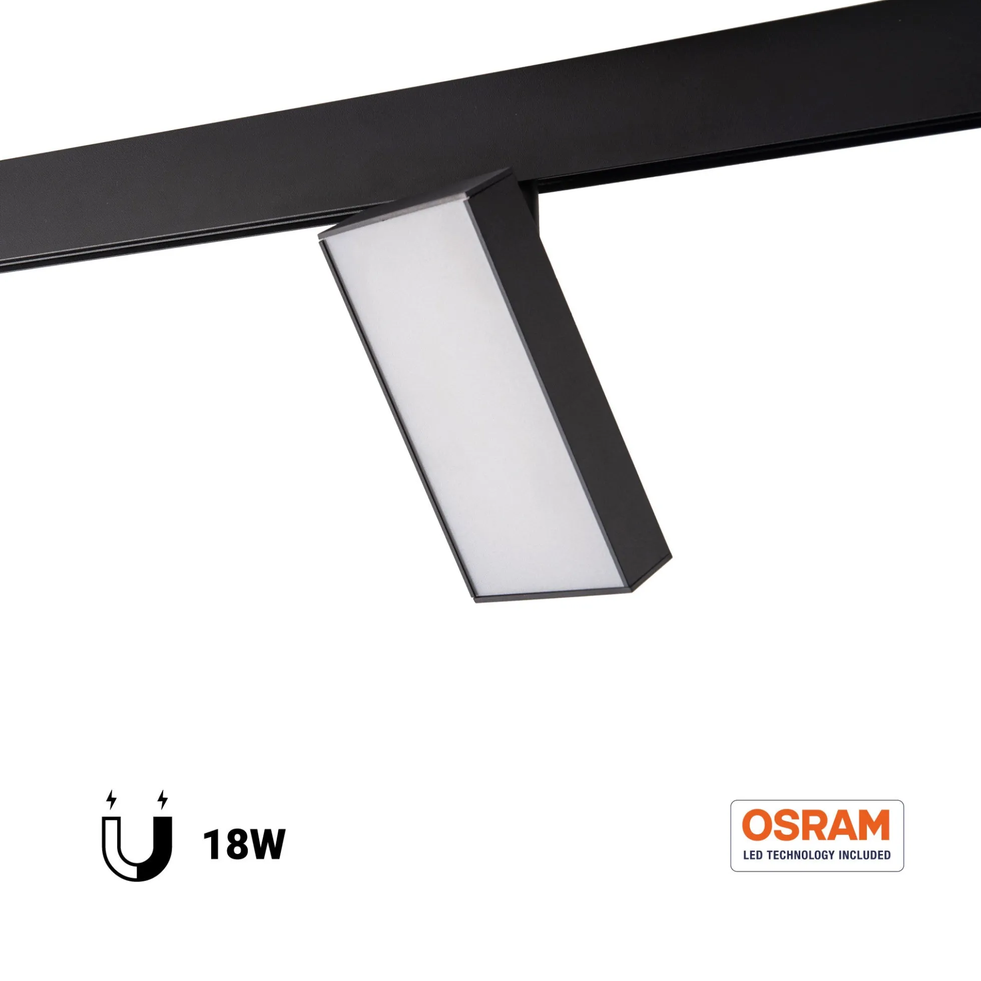 Luminaria cuadrada LED para carril magnético 48V - 18W - CRI90 - OSRAM