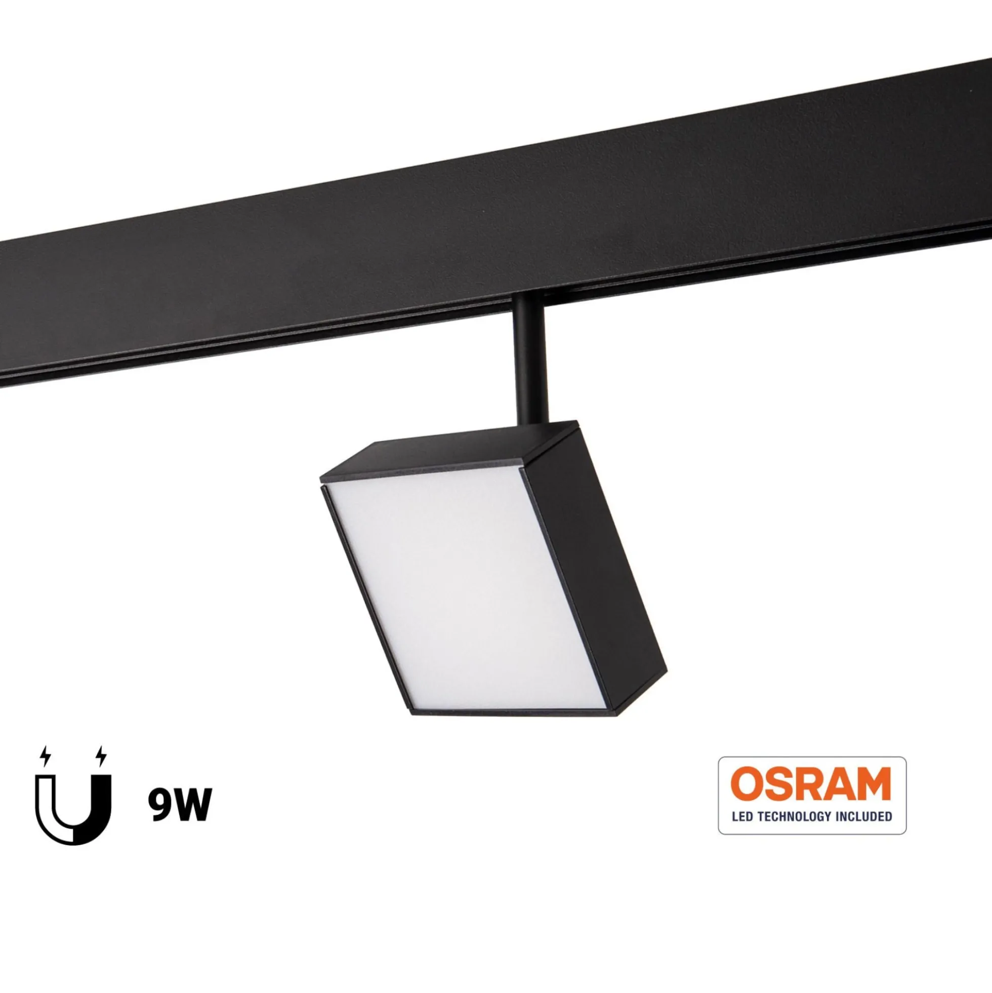 Luminaria cuadrada LED para carril magnético 48V - 9W - CRI90 - Chip OSRAM