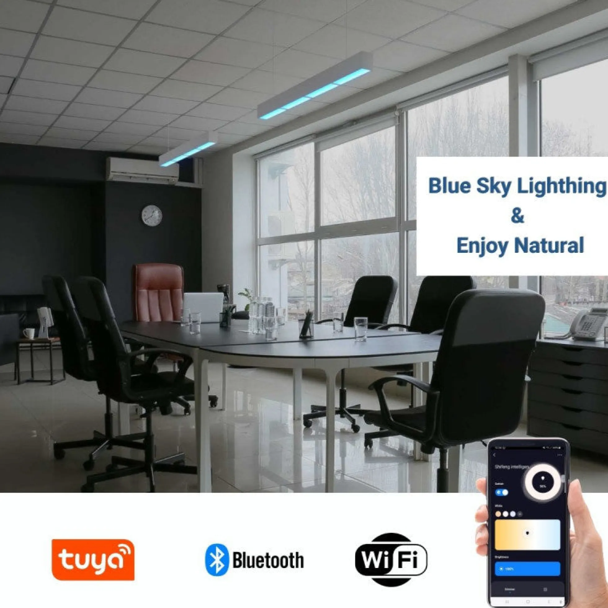 Luminaria lineal colgante "Blue Skylight" SMART - CCT - Efecto cielo - 48W - UGR16