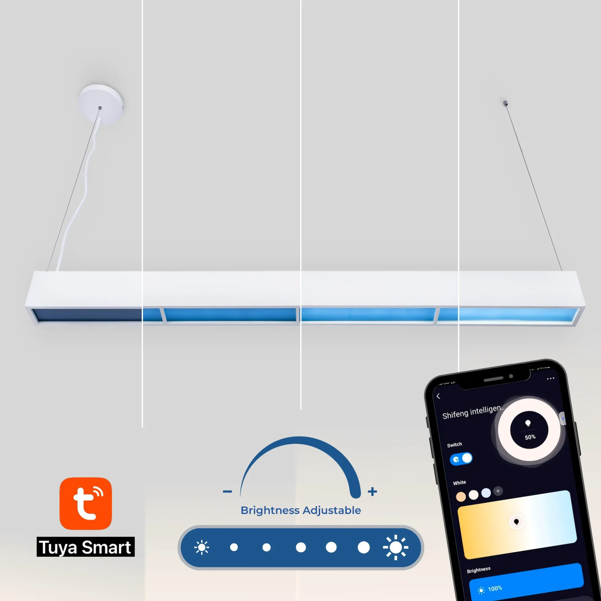 Luminaria lineal colgante "Blue Skylight" SMART - CCT - Efecto cielo - 48W - UGR16