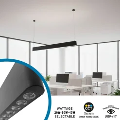 Luminaria lineal LED CCT - Bidireccional - Suspensión - Potencia ajustable 20W/30W/40W - 120cm - UGR 17