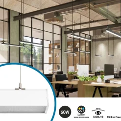Luminaria lineal LED CCT - 60W - Suspensión / superficie - Potencia ajustable - 180cm