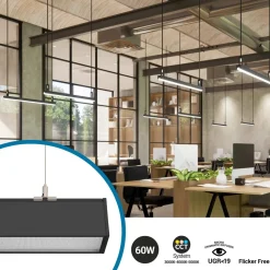 Luminaria lineal LED CCT - 60W - Suspensión / superficie - Potencia ajustable - 180cm