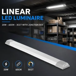 Luminaria lineal LED con caja de empalme - 3CCT - 20W - 60cm