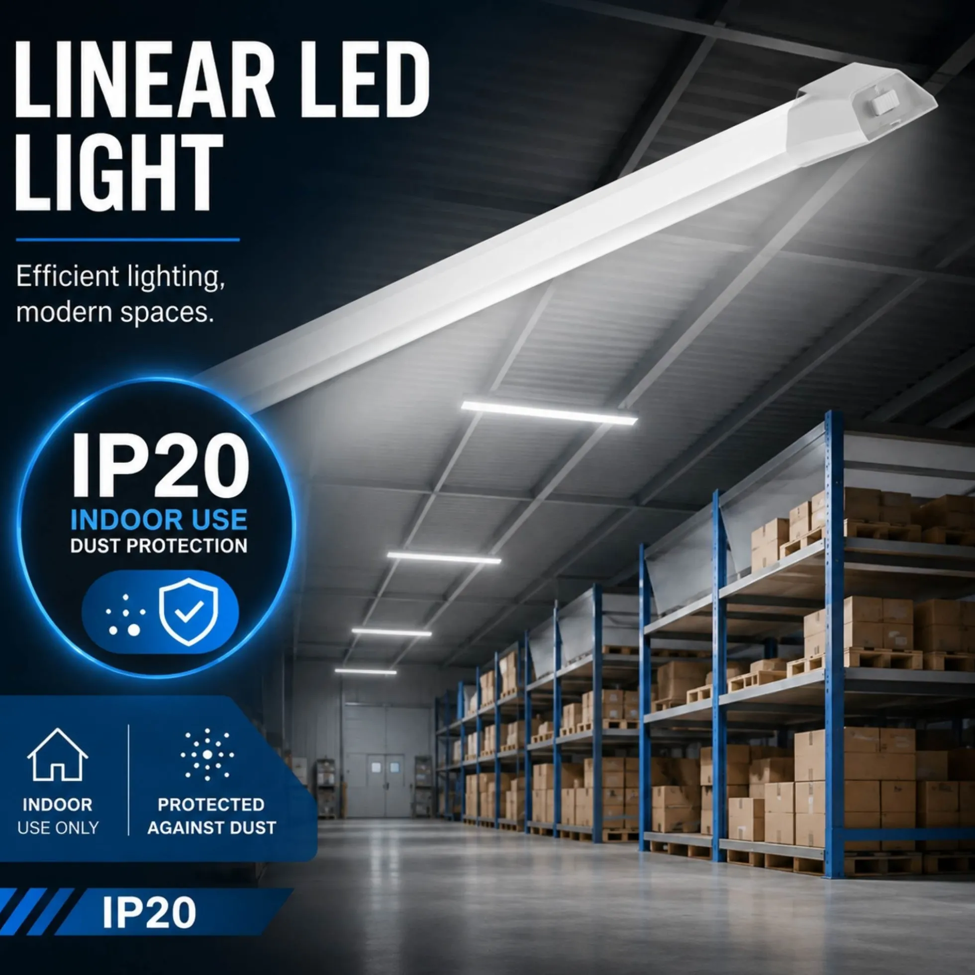 Luminaria lineal LED con caja de empalme - 3CCT - 20W - 60cm