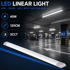 Luminaria lineal LED con caja de empalme - 3CCT - 40W - 120cm