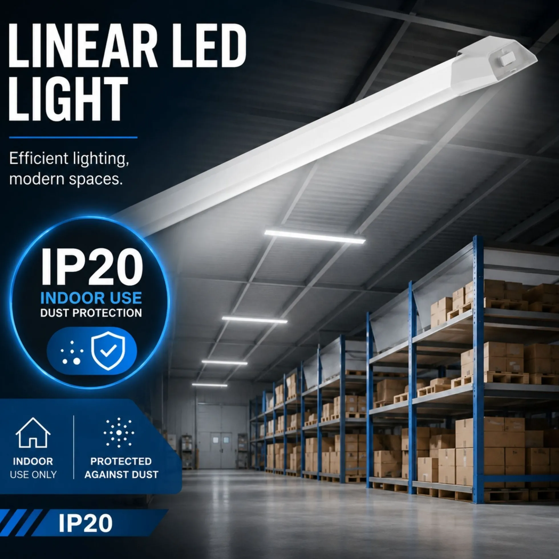 Luminaria lineal LED con caja de empalme - 3CCT - 40W - 120cm