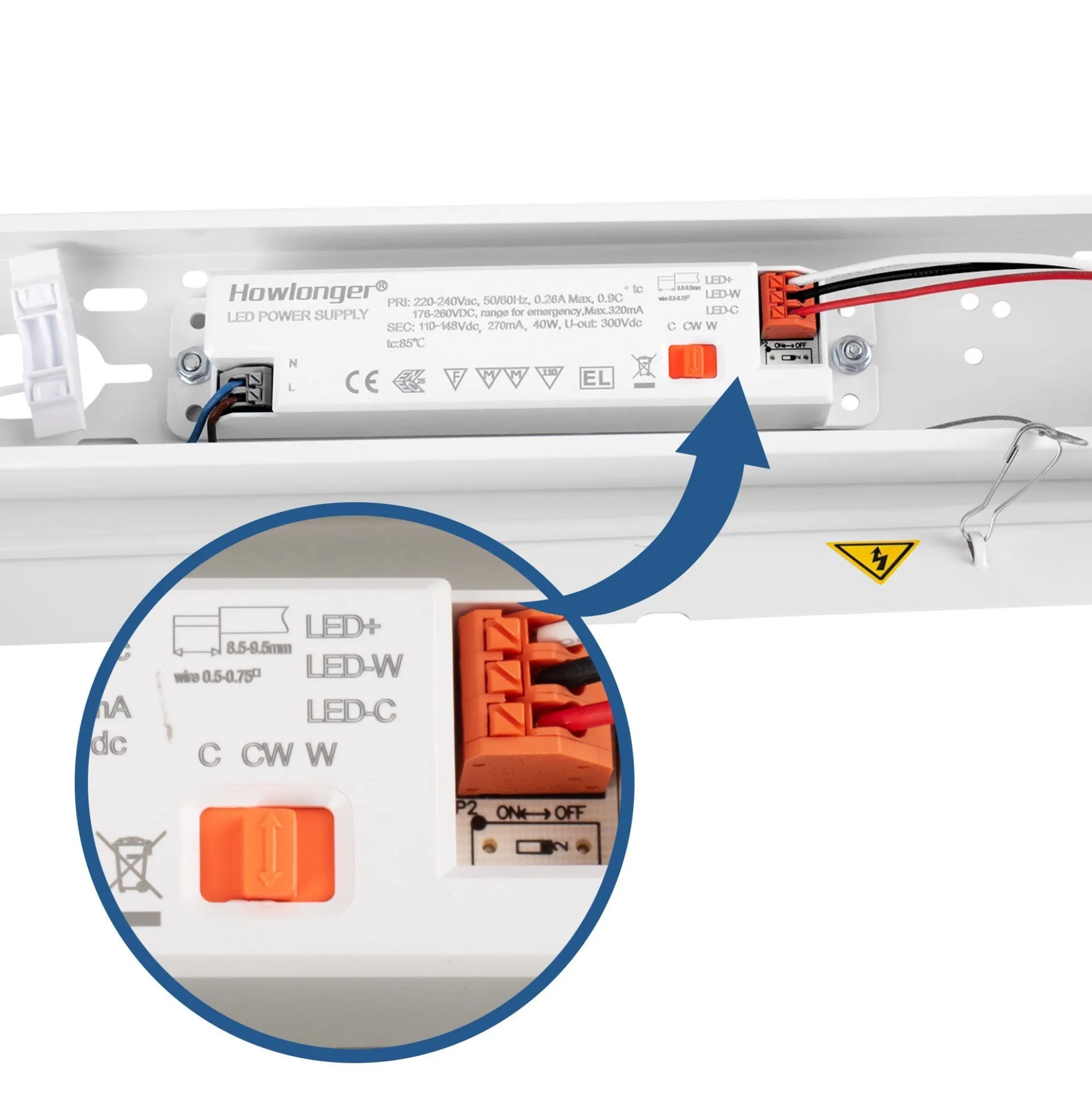 Luminaria lineal LED de alta potencia CCT - 40W - 120cm