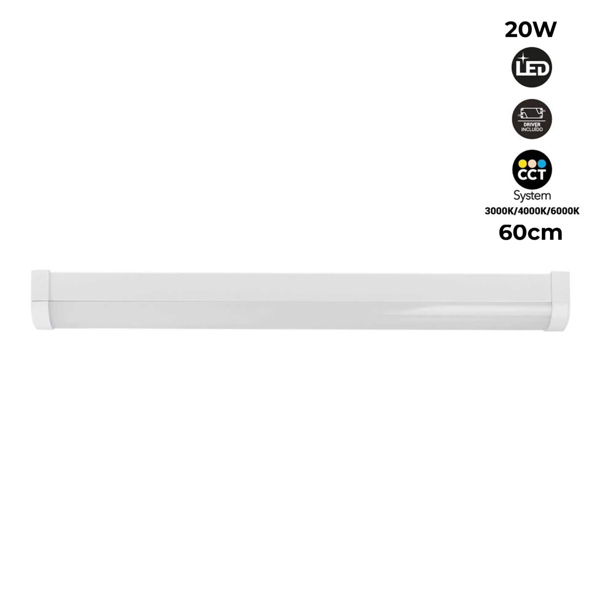 Luminaria lineal LED de alta potencia CCT - 20W - 60cm