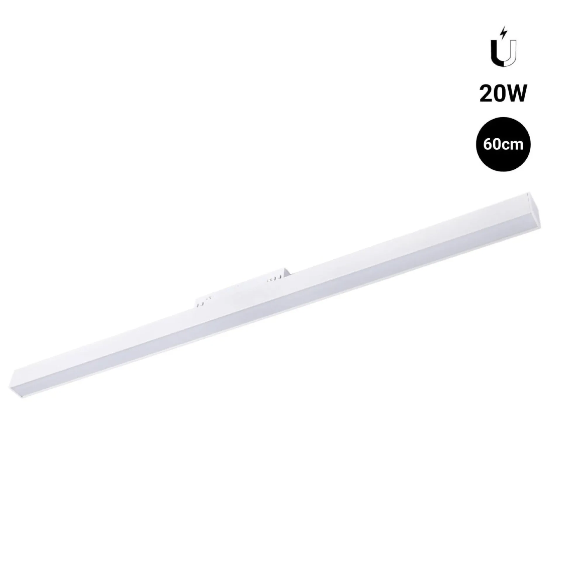 Luminaria lineal LED opal para carril magnético 48V - 20W