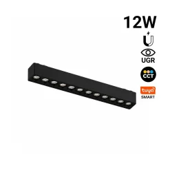 Luminaria lineal para carril magnético - 12W - 26mm - CCT + SMART - UGR18 - 48V
