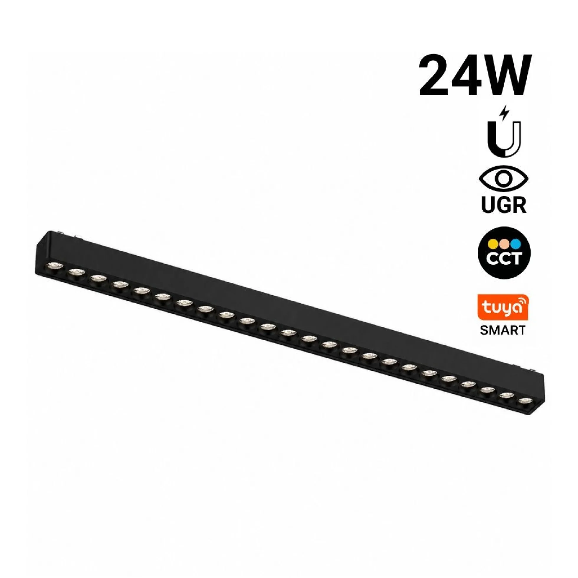 Luminaria lineal para carril magnético - 24W - 26mm - CCT + SMART - UGR18 - 48V