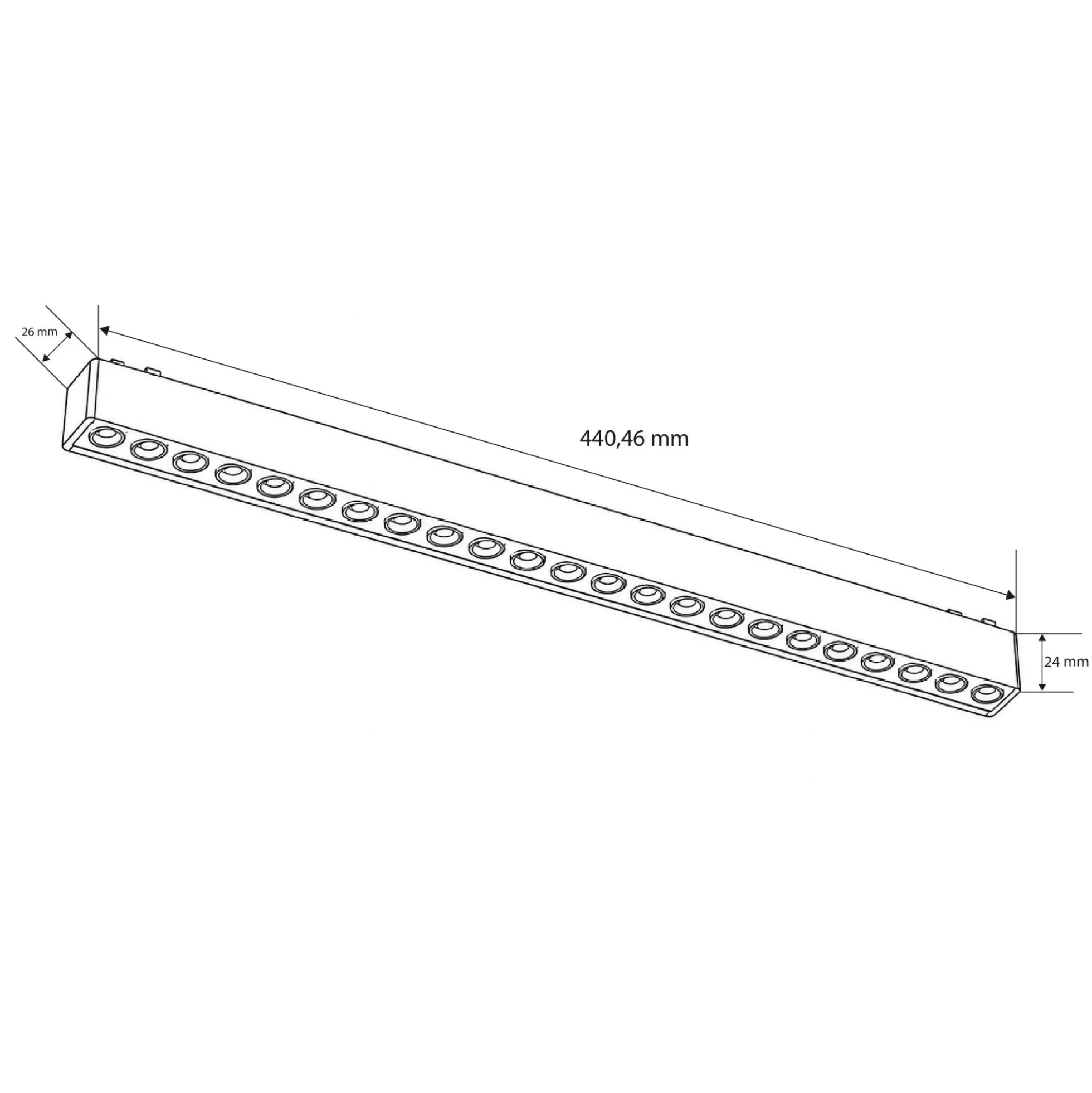 Luminaria lineal para carril magnético - 24W - 26mm - CCT + SMART - UGR18 - 48V