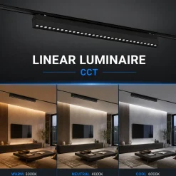 Luminaria lineal para carril magnético - 30W - 26mm - CCT + SMART - UGR18 - 48V