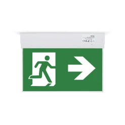 Luz de emergencia permanente con pictograma "Salida lateral" - Suspensión