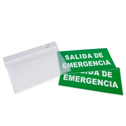 Luz de emergencia permanente con cartel