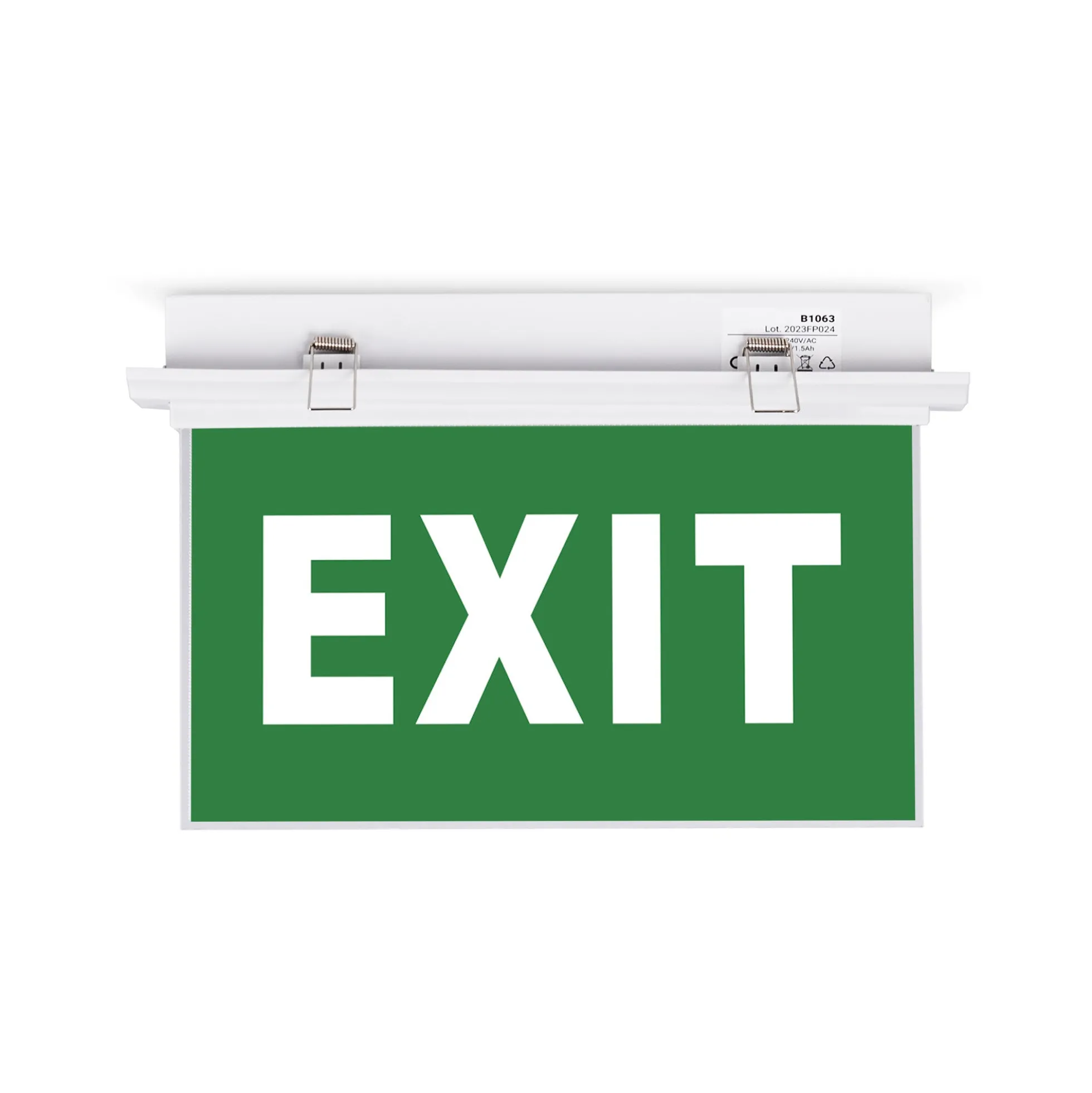 Luz de emergencia permanente con cartel "Exit" - Empotrable