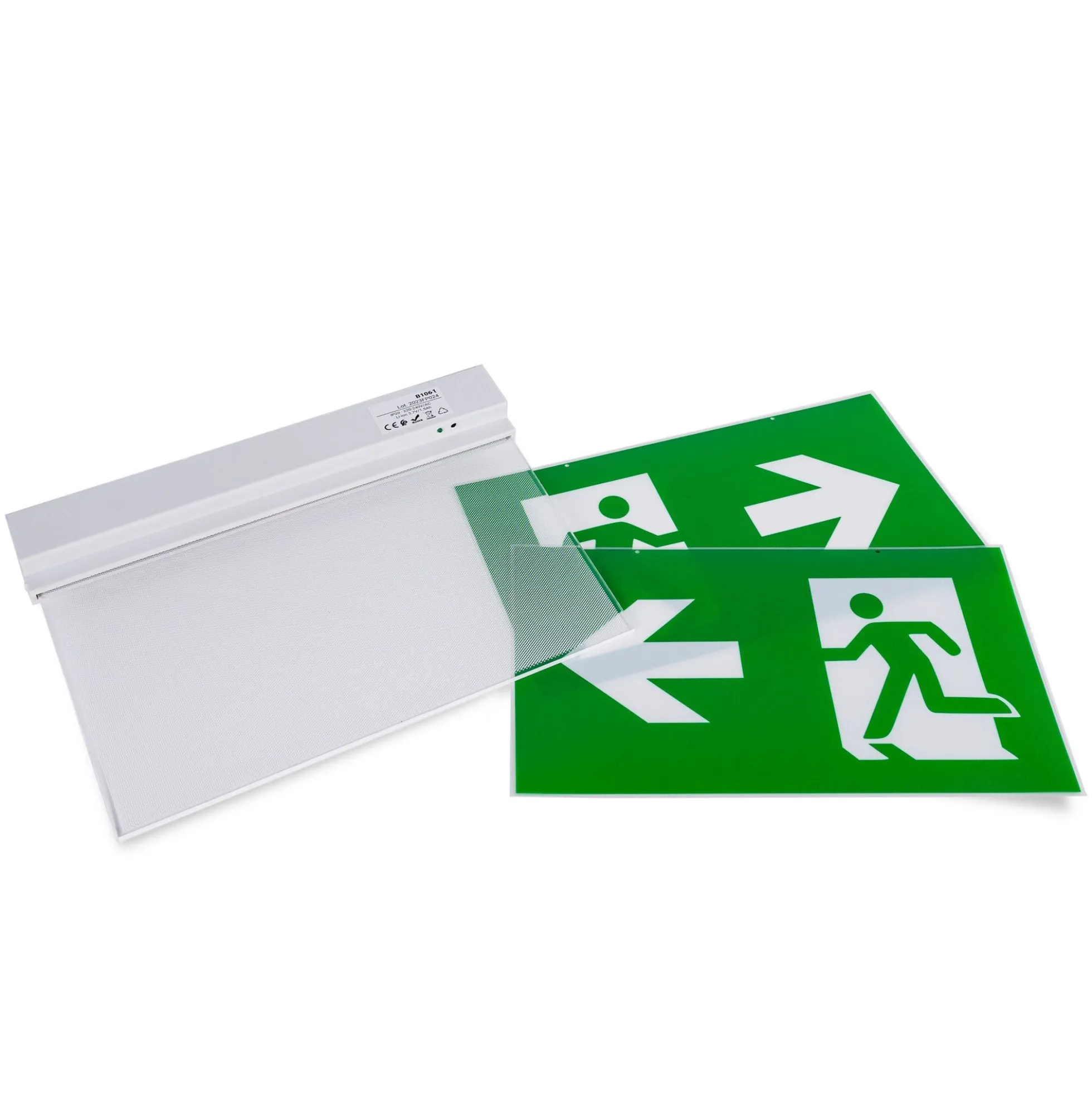 Luz de emergencia permanente con pictograma "Salida lateral"