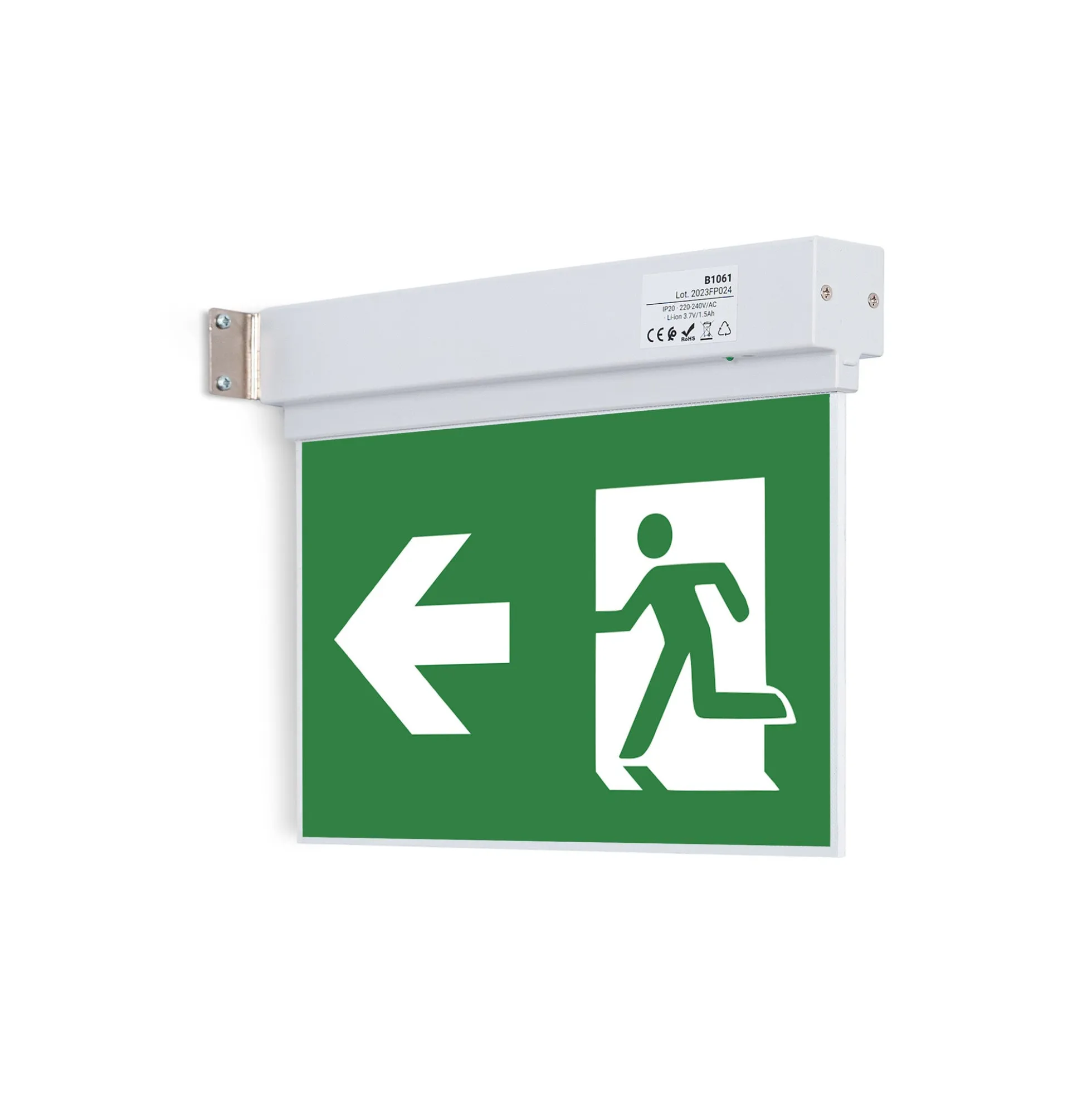 Luz de emergencia permanente con pictograma "Salida lateral"