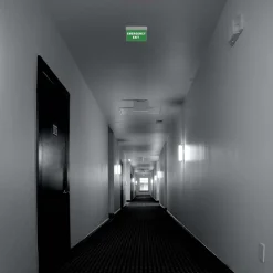 Luz de emergencia permanente con cartel