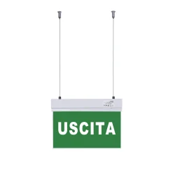 Luz de emergencia permanente con cartel "USCITA" - Suspensión