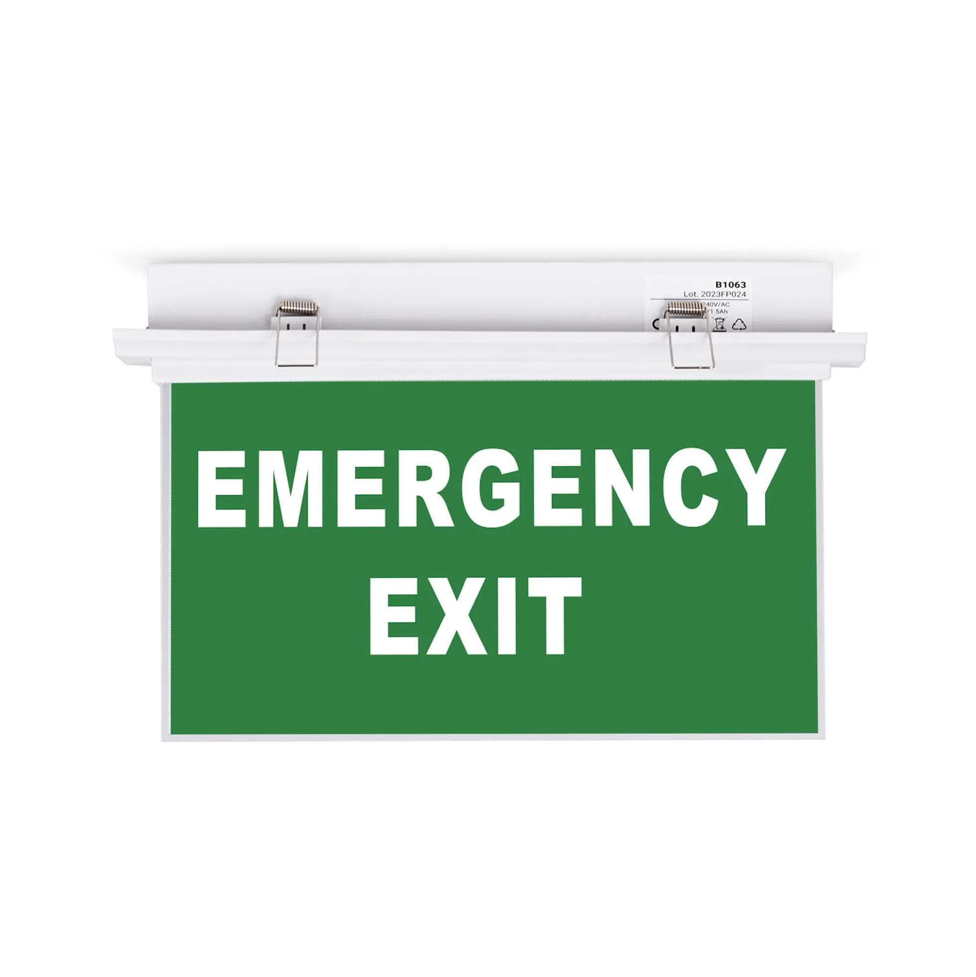 Luz de emergencia permanente con cartel "Emergency Exit" - Empotrable