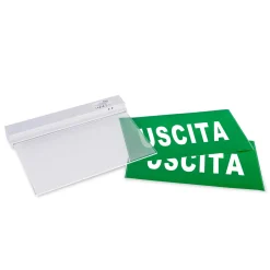 Luz de emergencia permanente con cartel autoadhesivo