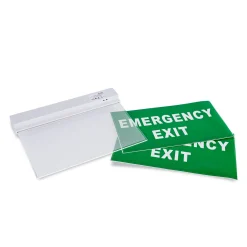 Luz de emergencia permanente con cartel "Emergency Exit" - Suspensión