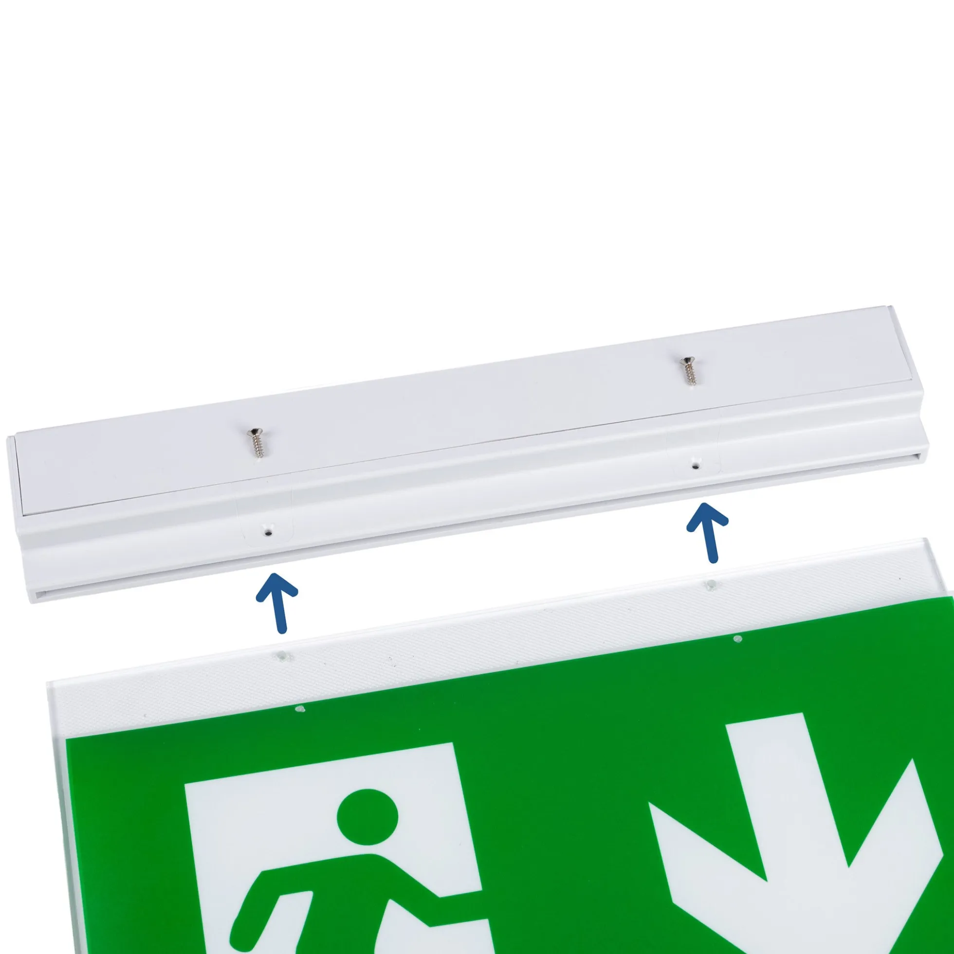 Luz de emergencia permanente con cartel "Emergency Exit" - Suspensión