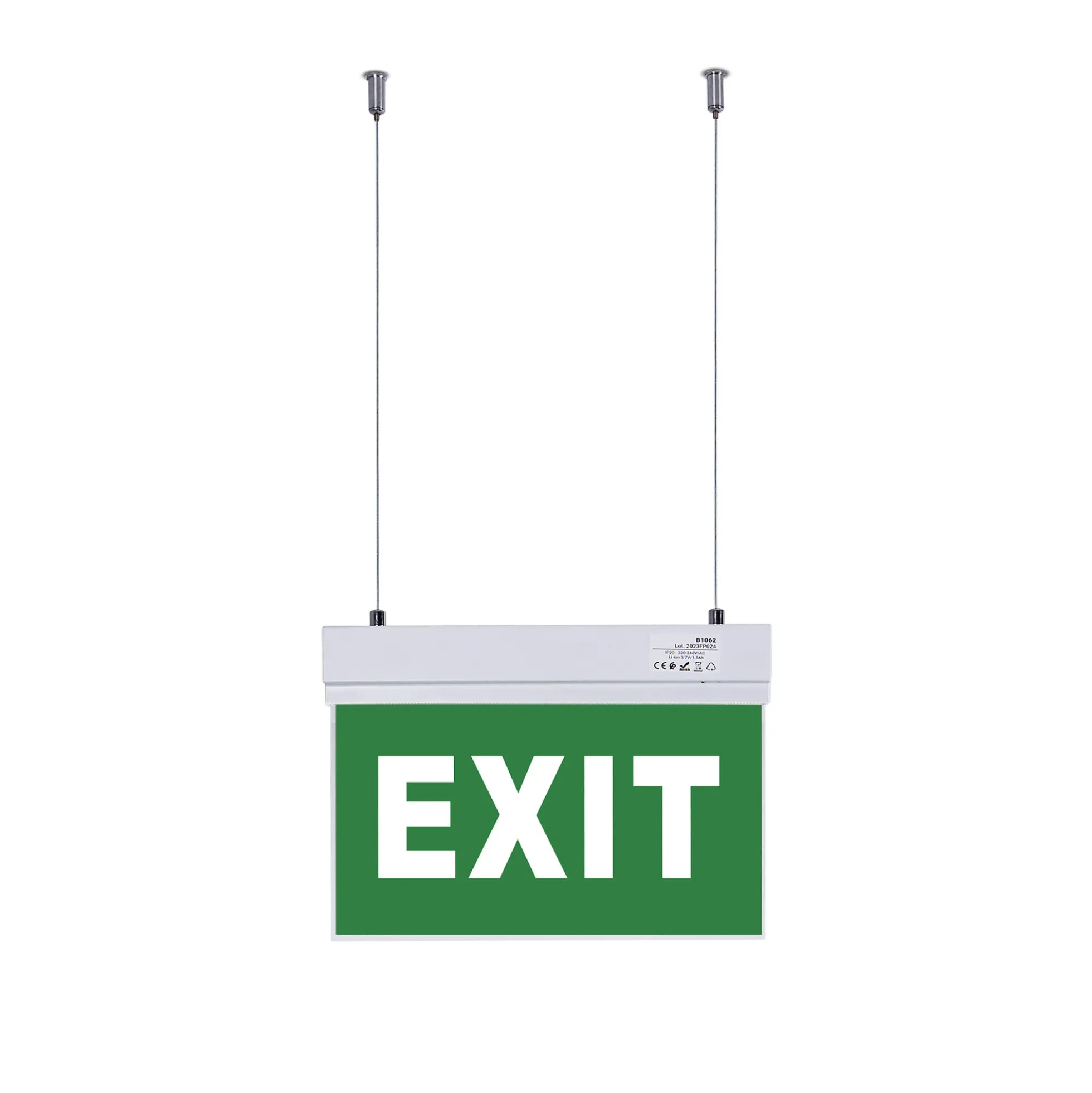Luz de emergencia permanente con cartel "Exit" - Suspensión