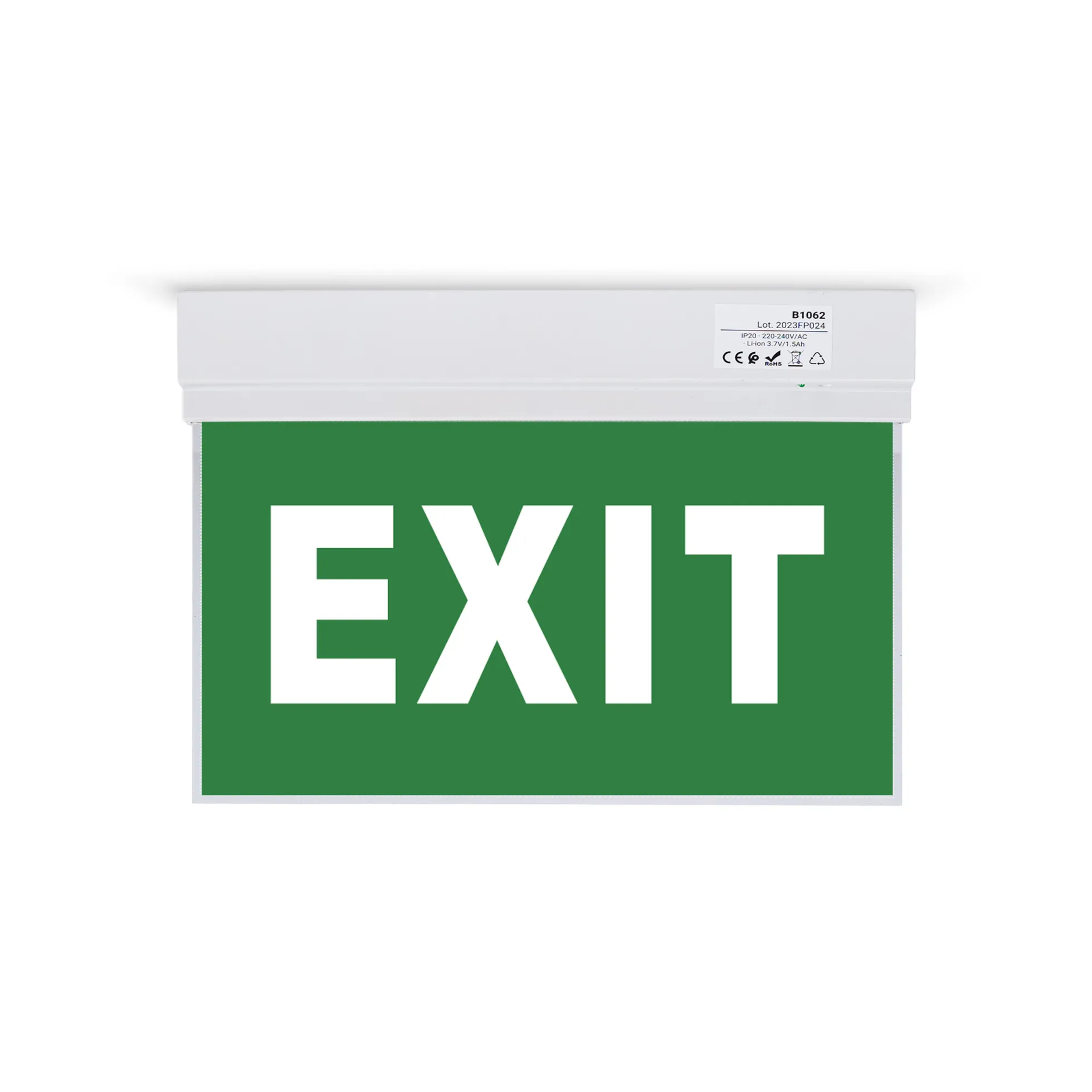Luz de emergencia permanente con cartel "Exit" - Suspensión