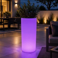 Macetero cilíndrico LED RGBW - 5W - 80 x Ø 40cm - Recargable