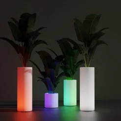 Macetero cilíndrico LED RGBW - 5W - 80 x Ø 40cm - Recargable