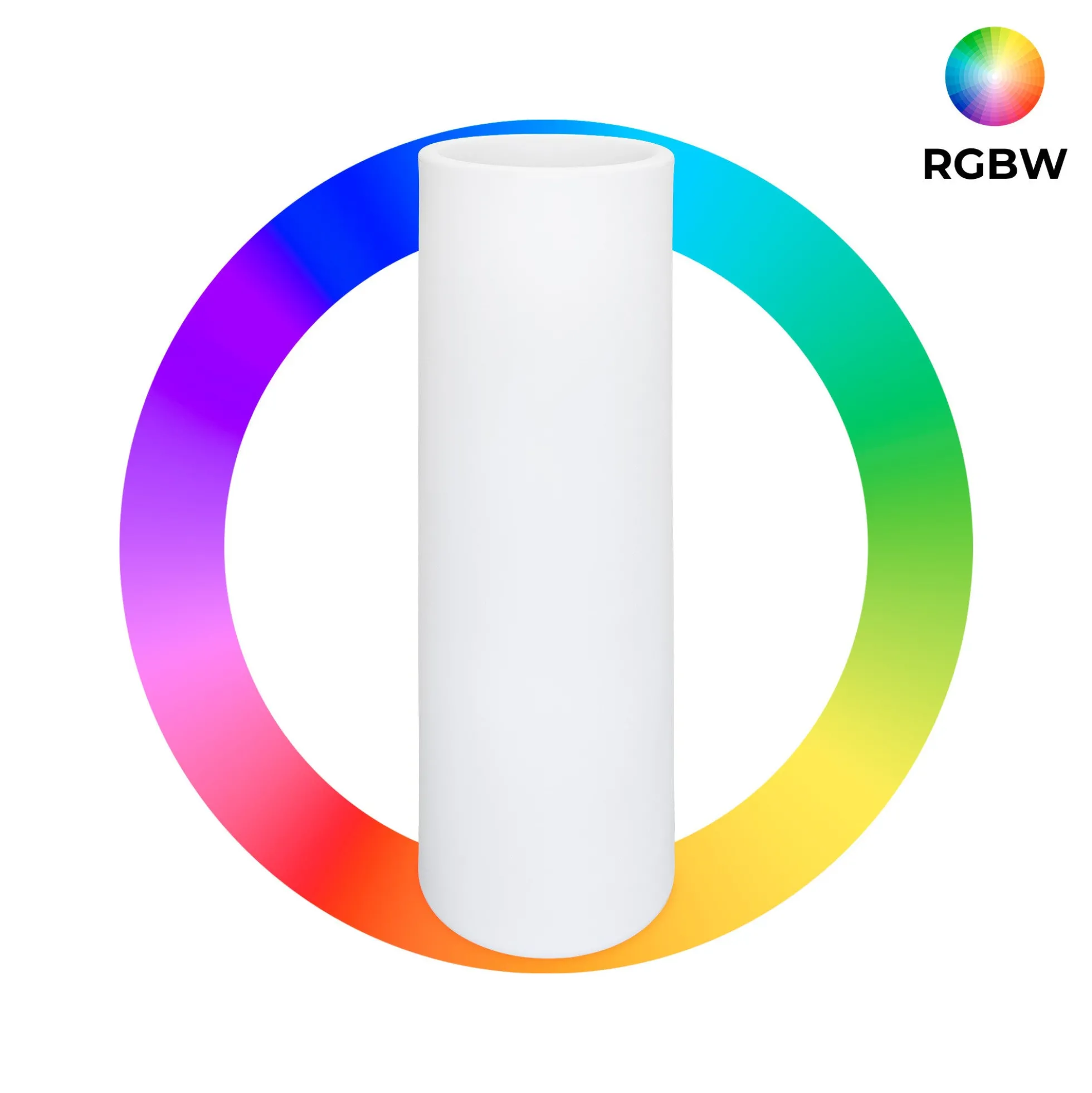 Macetero cilíndrico LED RGBW - 7W - 115 x Ø 40cm - Recargable