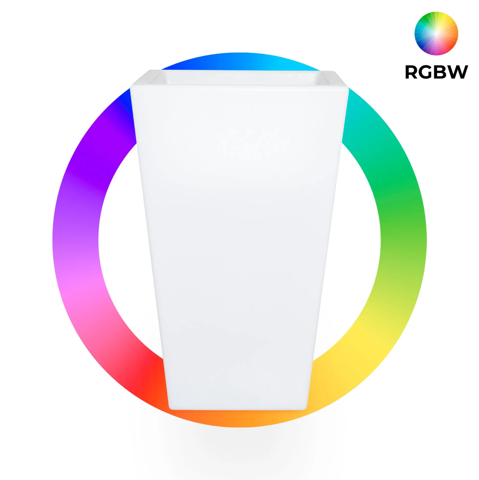Macetero cuadrado LED RGBW - 24W - Recargable - Mando a distancia