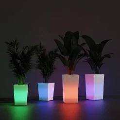 Macetero cuadrado LED RGBW - 24W - Recargable - Mando a distancia